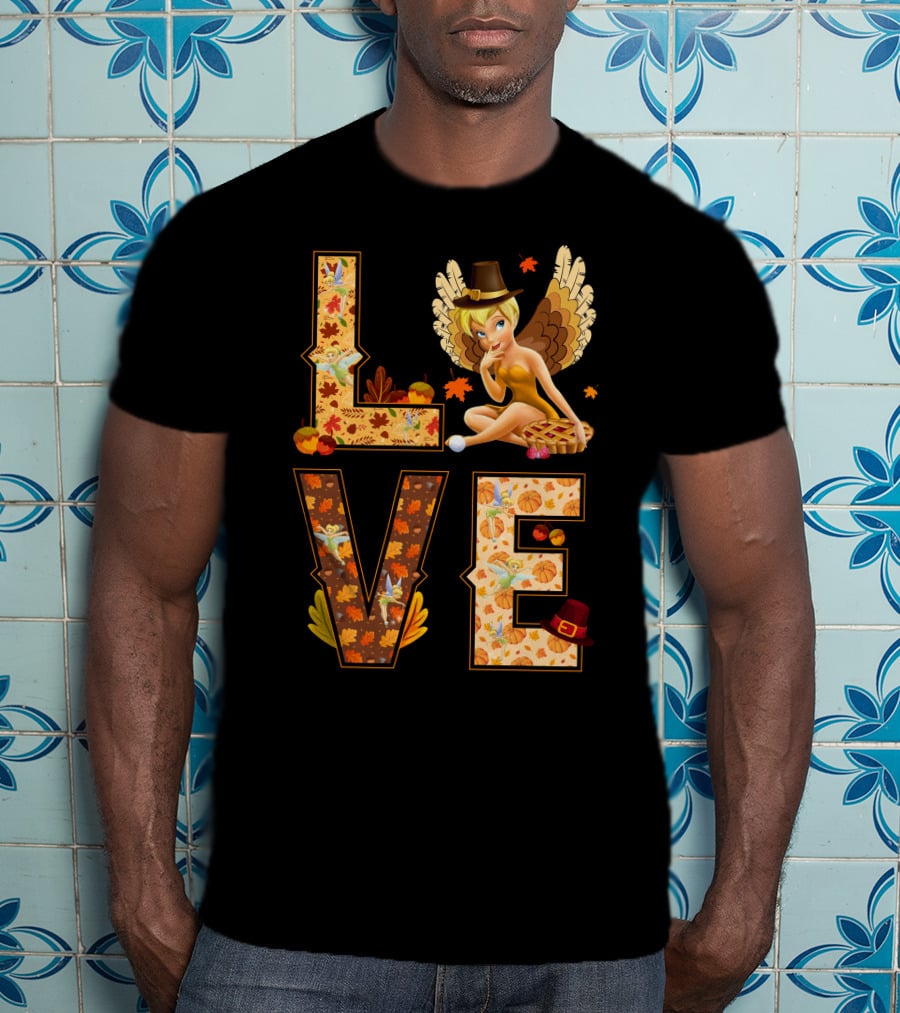 Love Tinkerbell Thanksgiving Autumn Theme T-Shirt