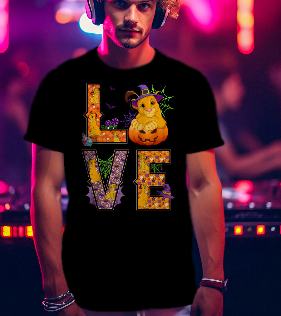 Love Halloween Simba Pumpkin Witch Hat T-Shirt