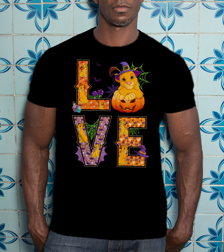 Love Halloween Simba Pumpkin Witch Hat T-Shirt