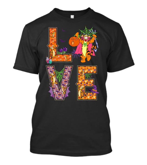 Love Tigger Halloween Pumpkin Spiderweb Vampire Costume T-Shirt