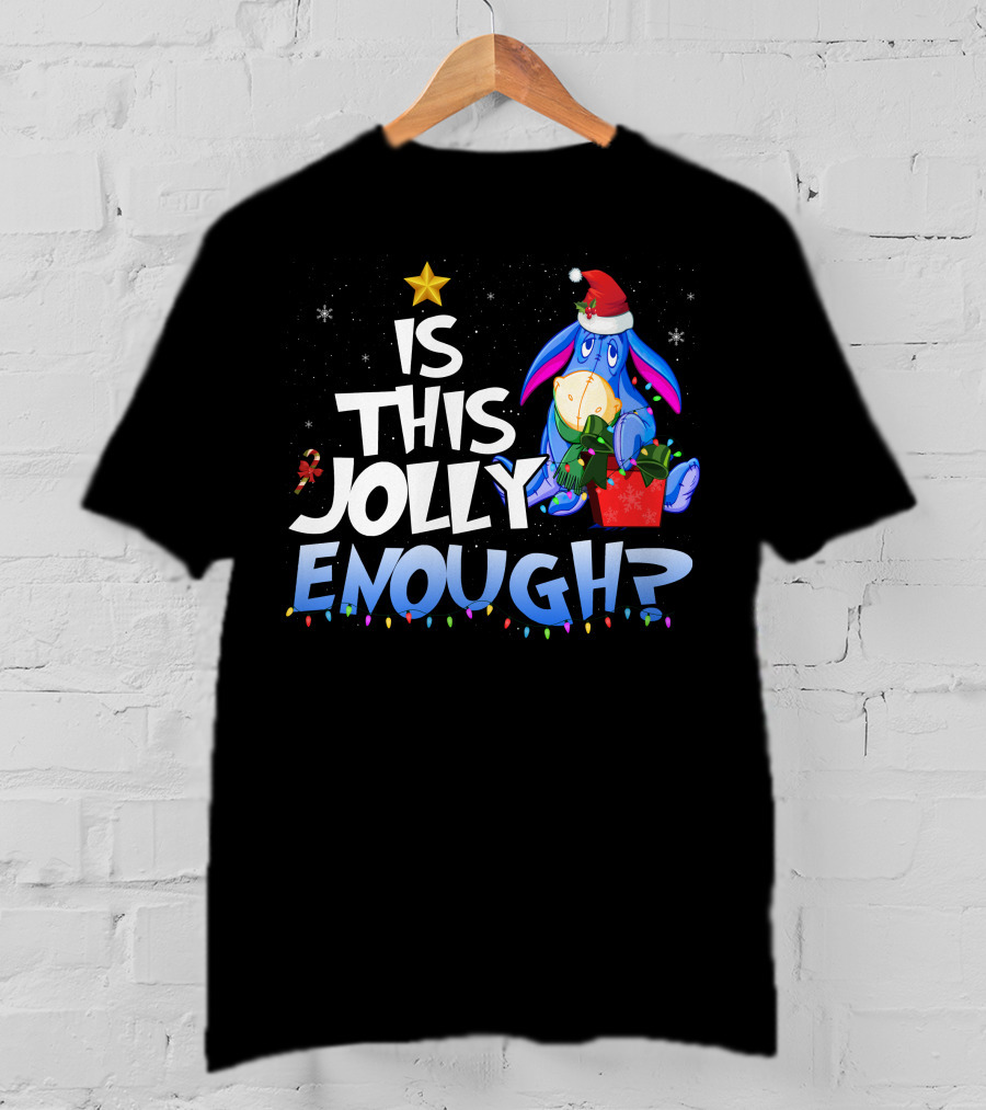 Eeyore Is This Jolly Enough Santa Christmas Lights T-Shirt
