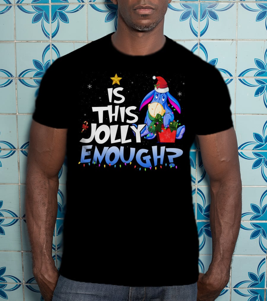 Eeyore Is This Jolly Enough Santa Christmas Lights T-Shirt