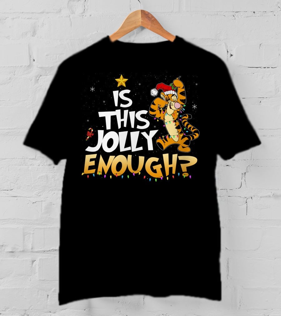 Is This Jolly Enough Tigger Christmas Santa Hat T-Shirt