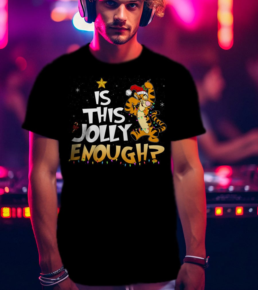 Is This Jolly Enough Tigger Christmas Santa Hat T-Shirt