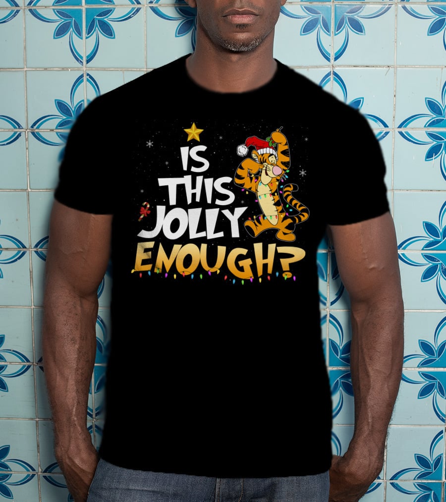 Is This Jolly Enough Tigger Christmas Santa Hat T-Shirt