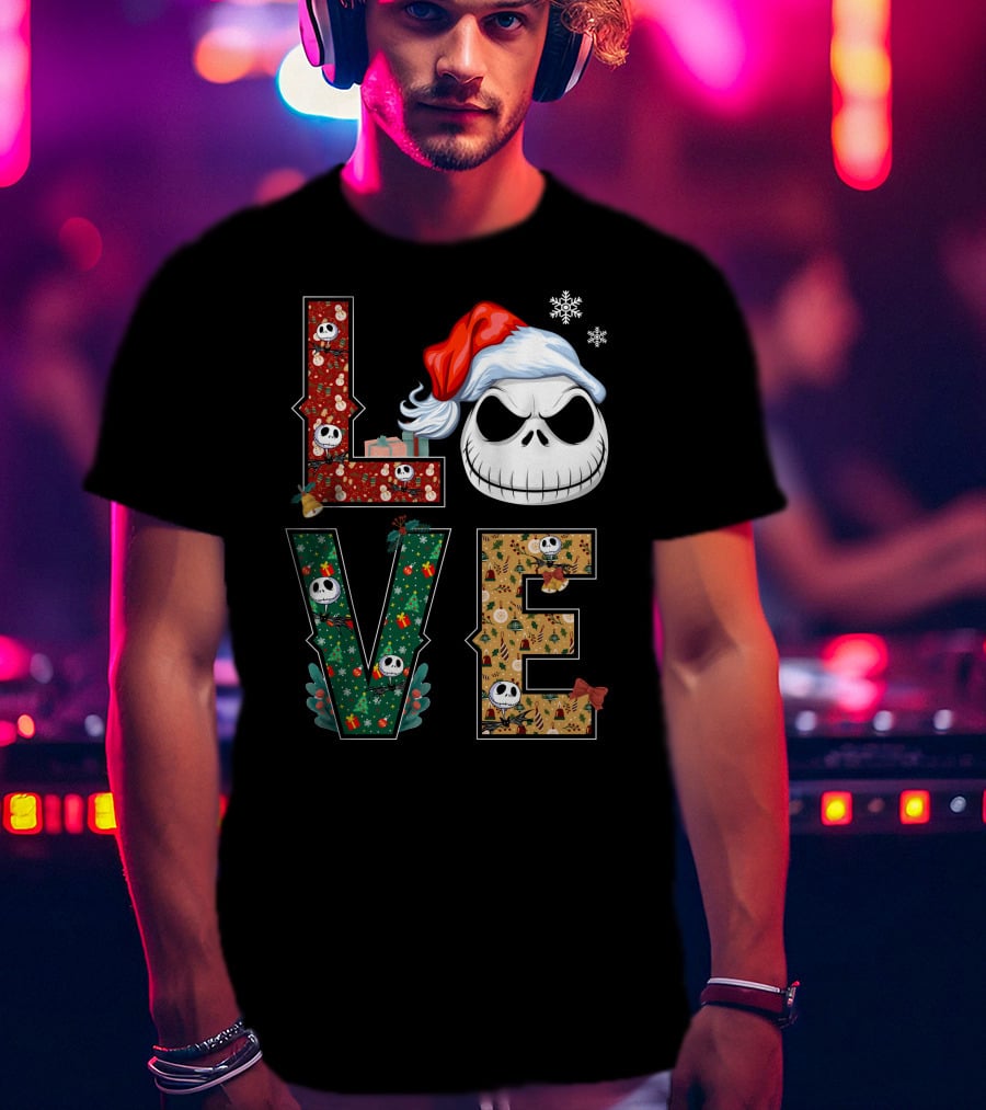 Love Jack Skellington Christmas Theme T-Shirt