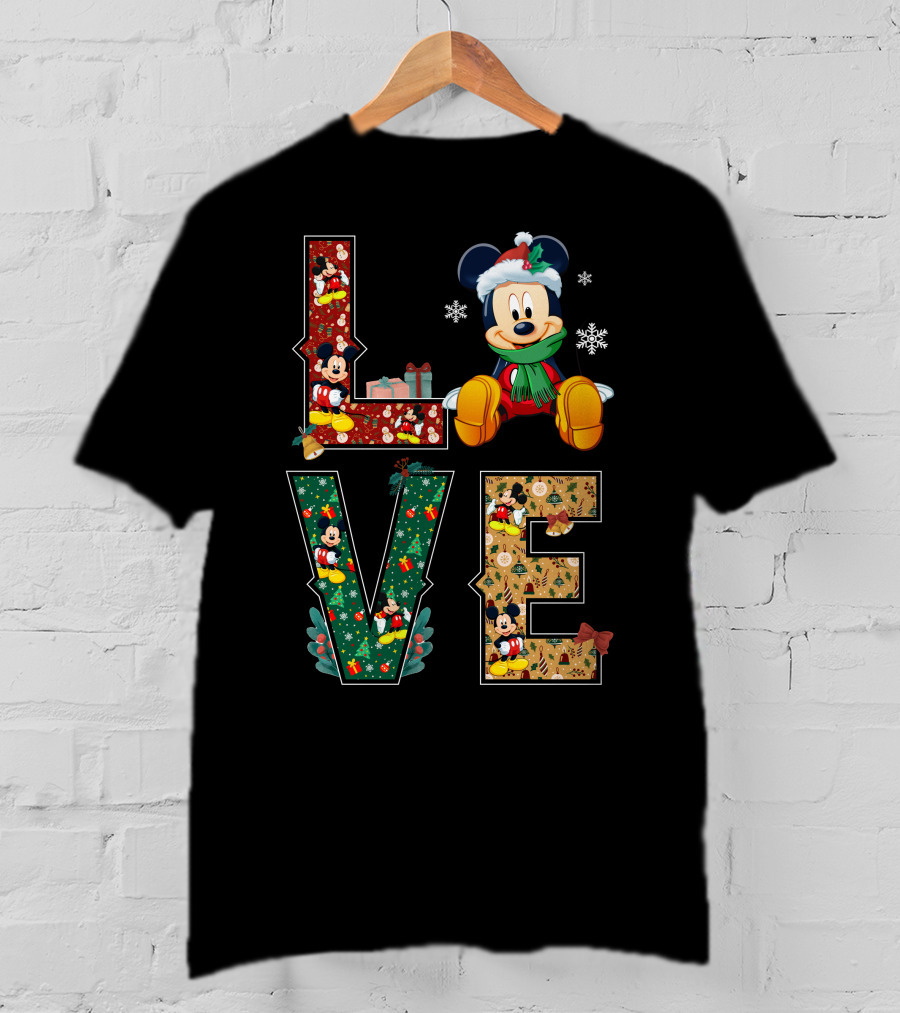 Mickey Mouse Christmas Love Holiday Festive Season T-Shirt