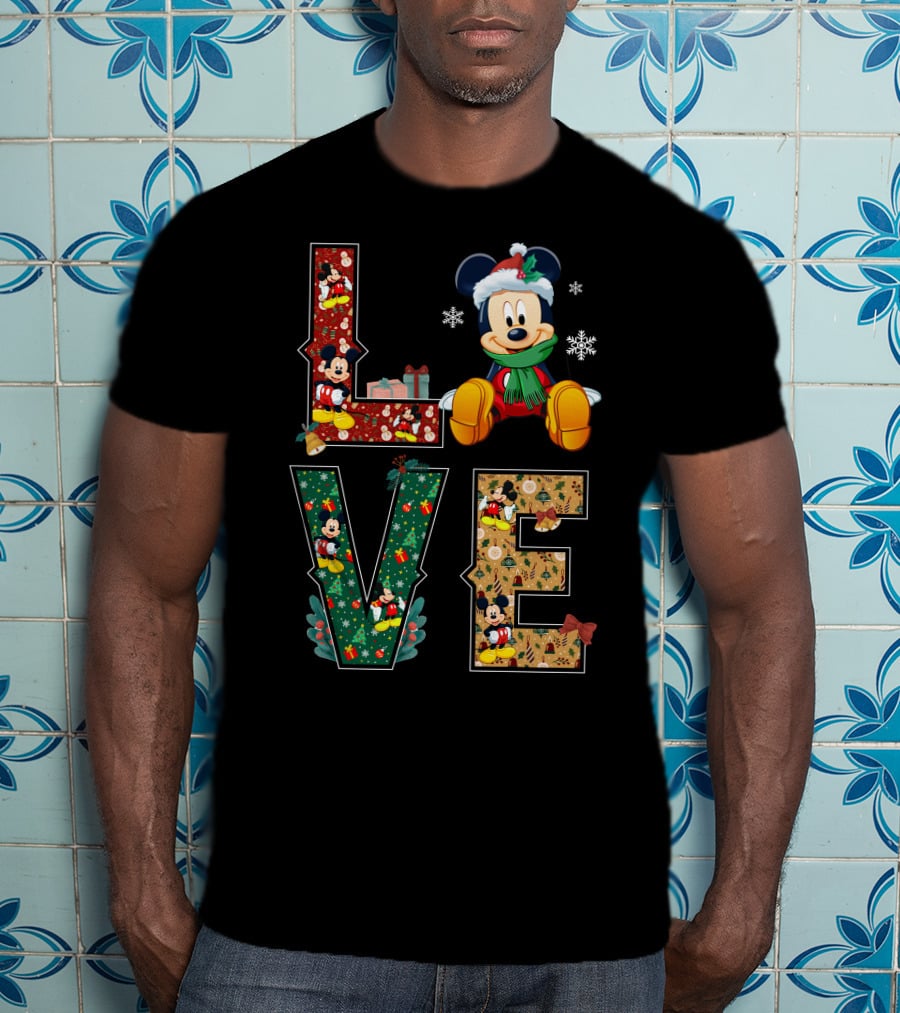 Mickey Mouse Christmas Love Holiday Festive Season T-Shirt