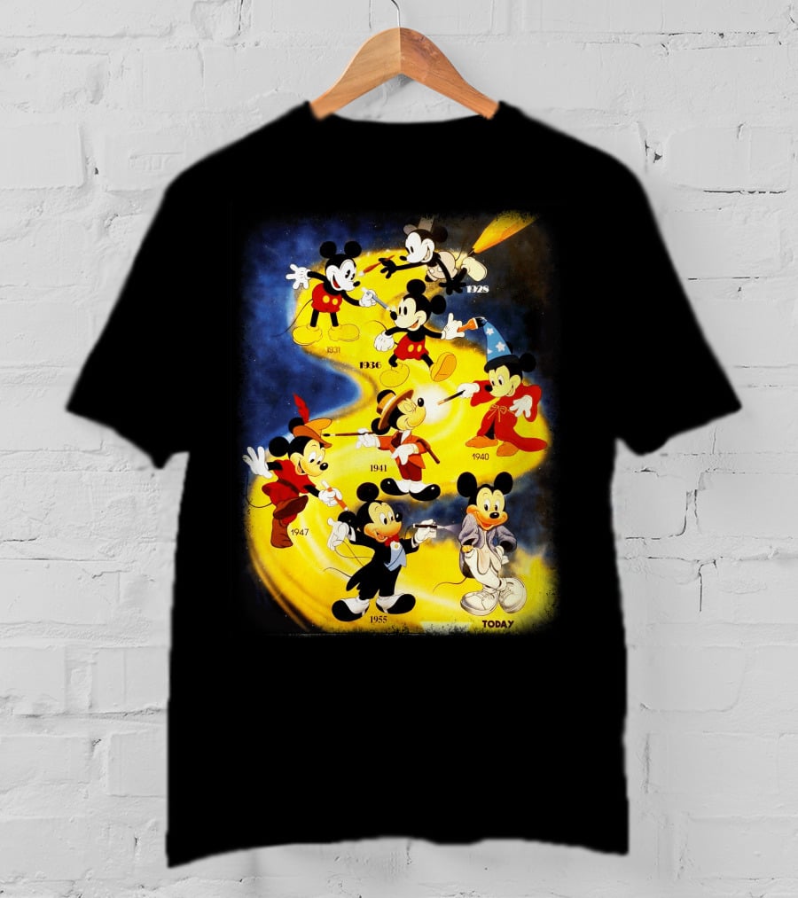 Mickey Through The Years 1928 1931 1936 1940 1941 1947 1955 Today T-Shirt