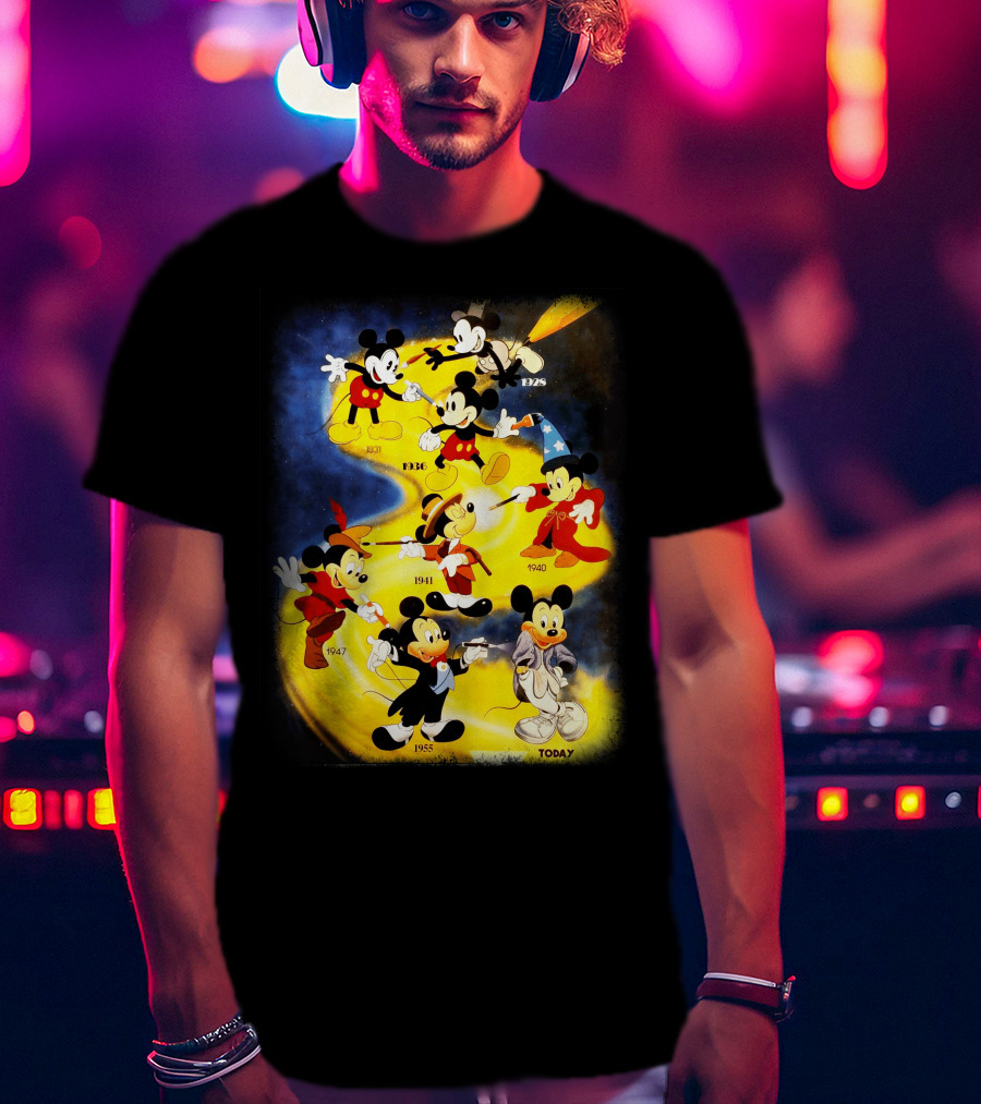 Mickey Through The Years 1928 1931 1936 1940 1941 1947 1955 Today T-Shirt