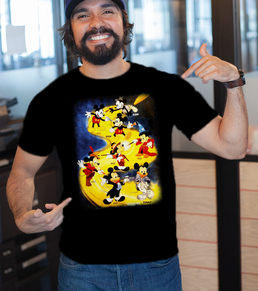 Mickey Through The Years 1928 1931 1936 1940 1941 1947 1955 Today T-Shirt