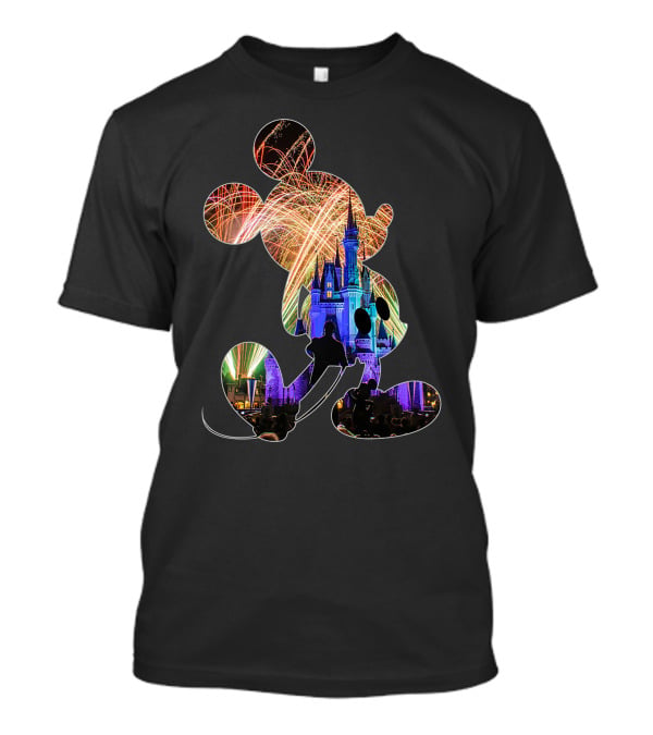 Mickey Mouse Silhouette Fireworks Castle Disney T-Shirt