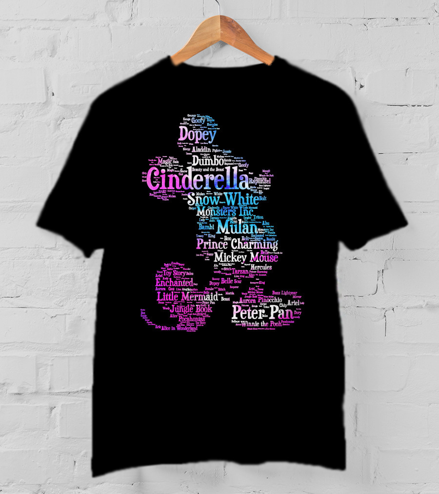 Cinderella Snow White Monsters Inc Mulan Mickey Mouse Peter Pan T-Shirt