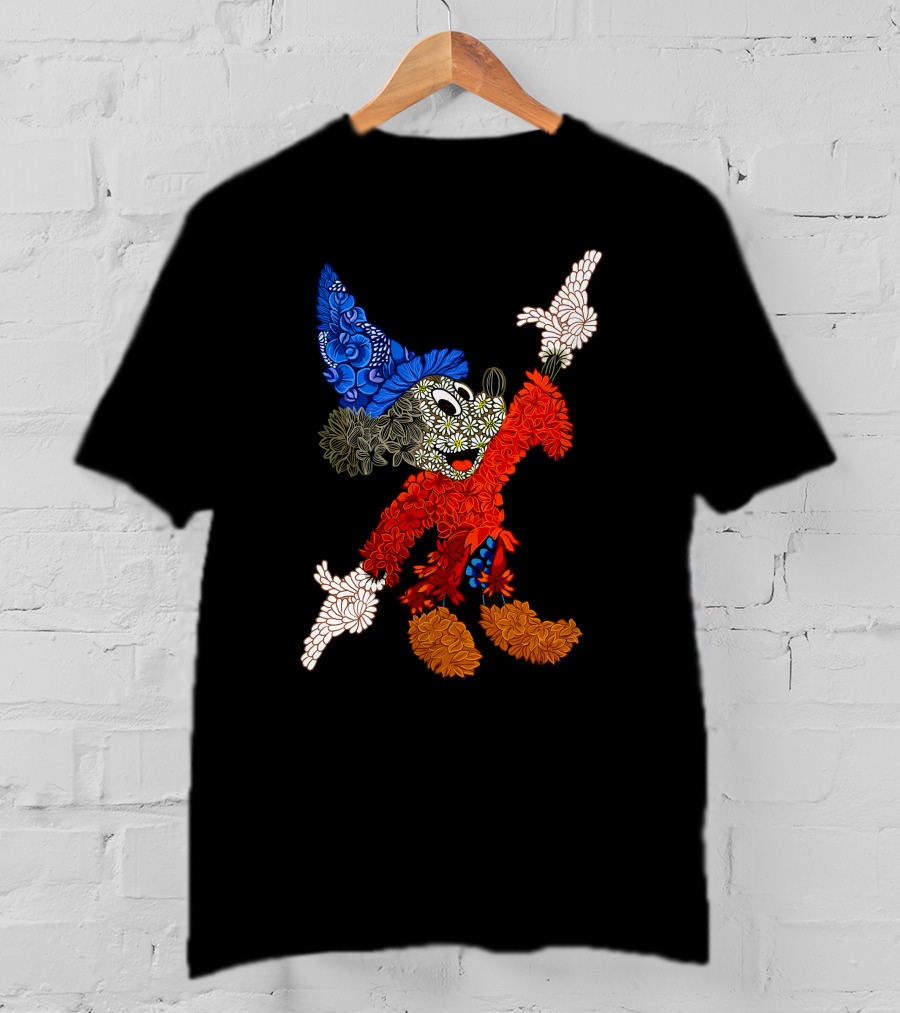 Sorcerer Mickey Floral Pattern Disney T-Shirt