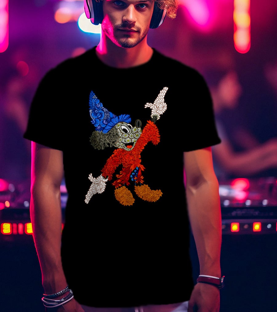 Sorcerer Mickey Floral Pattern Disney T-Shirt
