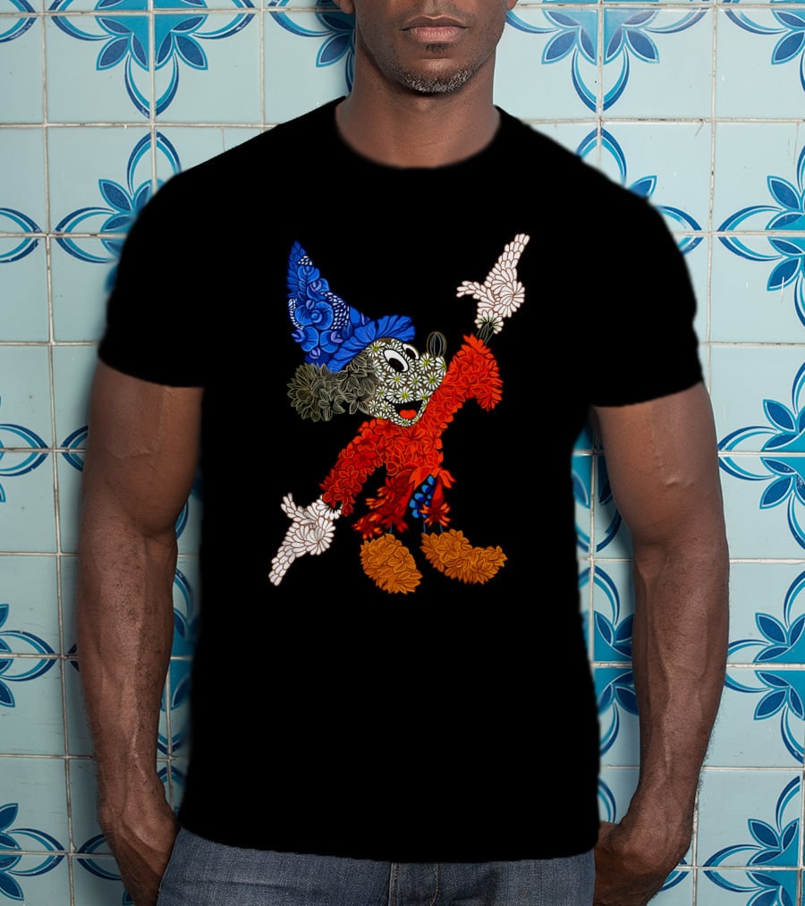 Sorcerer Mickey Floral Pattern Disney T-Shirt