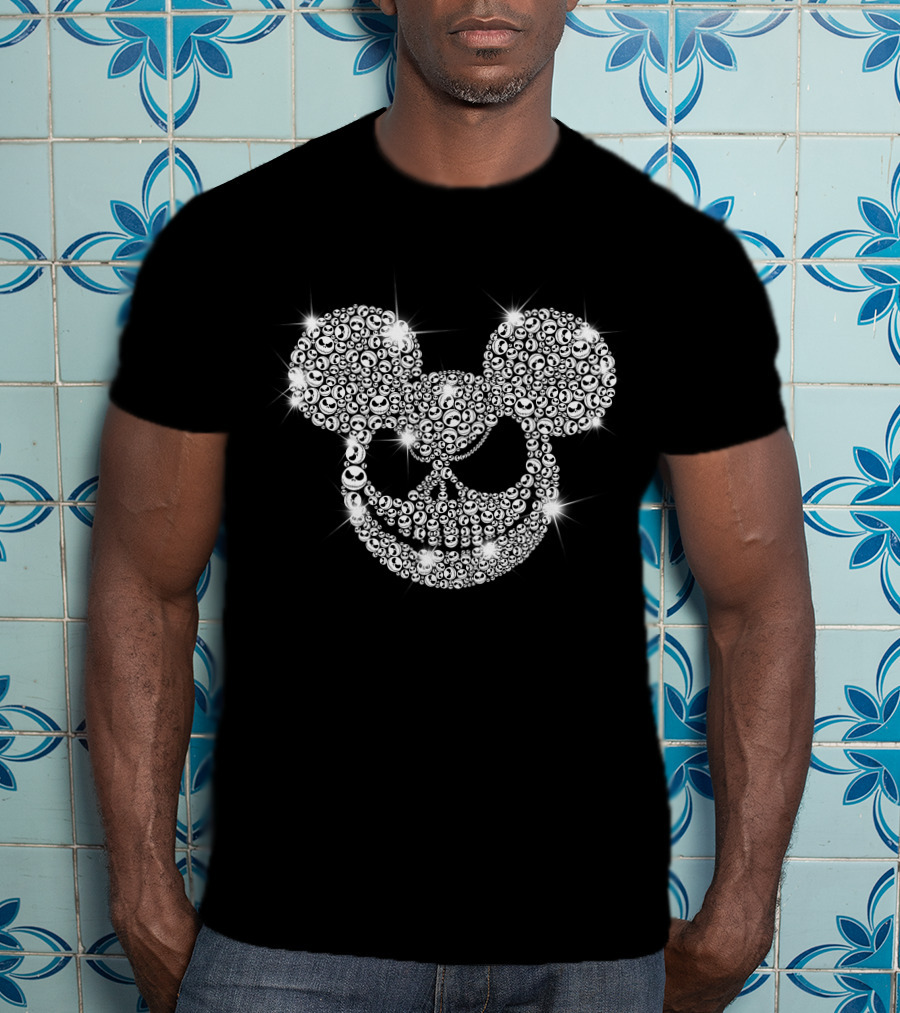 Jack Skellington Mickey Mouse Skull Crystal T-Shirt