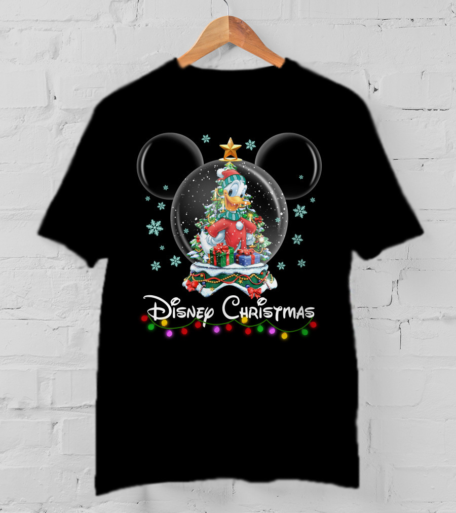 Disney Christmas Donald Duck Snow Globe T-Shirt