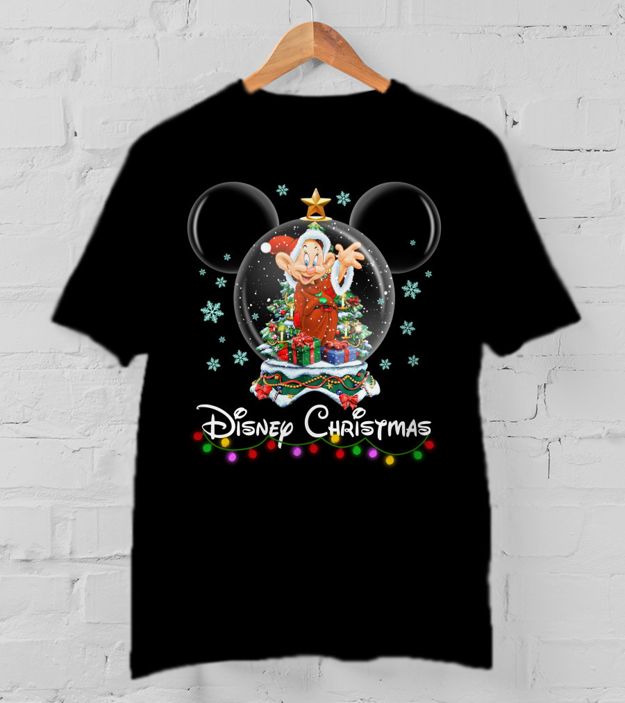 Disney Christmas Dopey Snow Globe Celebration T-Shirt