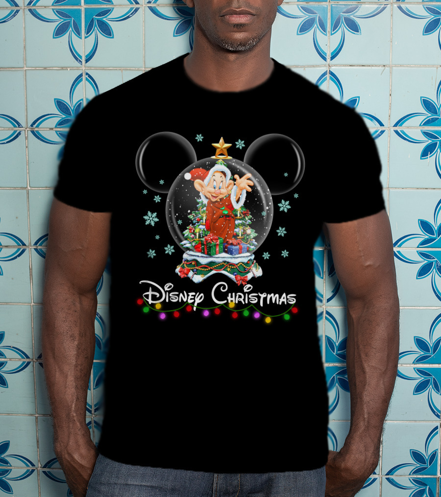 Disney Christmas Dopey Snow Globe Celebration T-Shirt