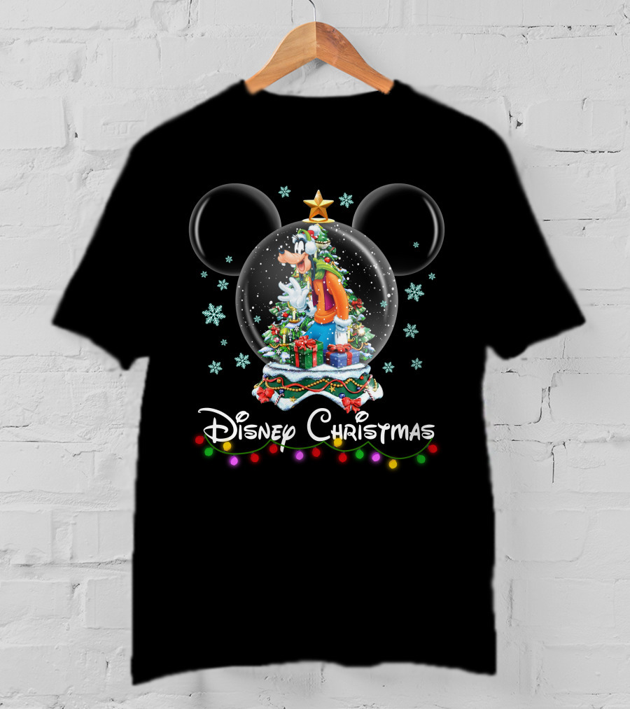 Disney Christmas Goofy Snow Globe Mickey Ears T-Shirt