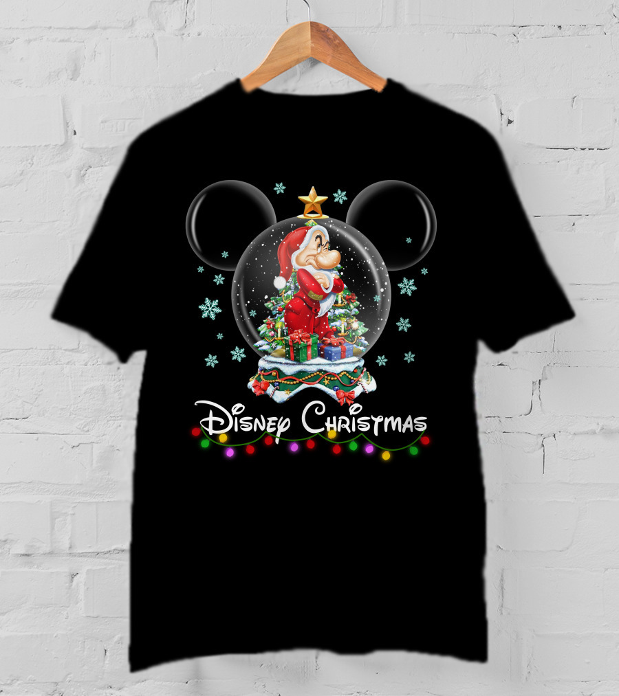 Disney Christmas Grumpy Snow Globe Santa T-Shirt