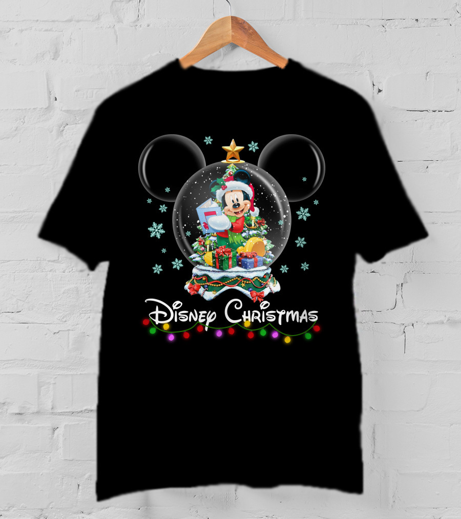 Disney Christmas Mickey Snow Globe T-Shirt
