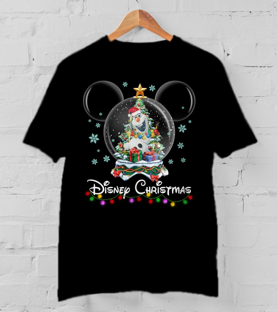 Disney Christmas Olaf Snow Globe Mickey Ears T-Shirt