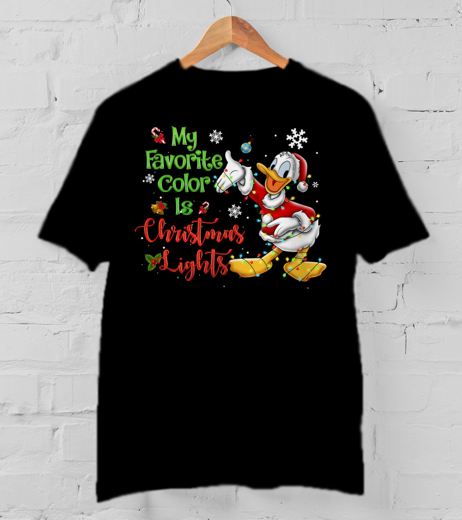 My Favorite Color Is Christmas Lights Donald Duck Snowflakes T-Shirt