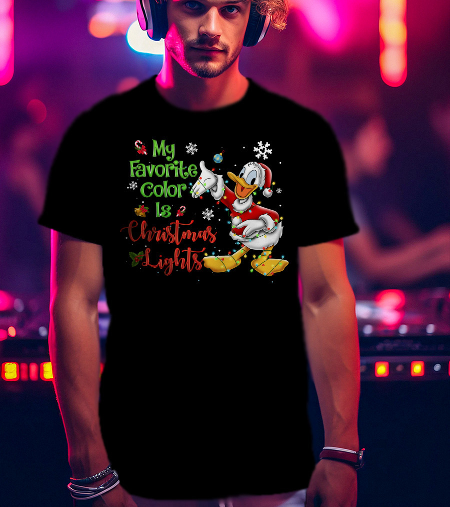 My Favorite Color Is Christmas Lights Donald Duck Snowflakes T-Shirt
