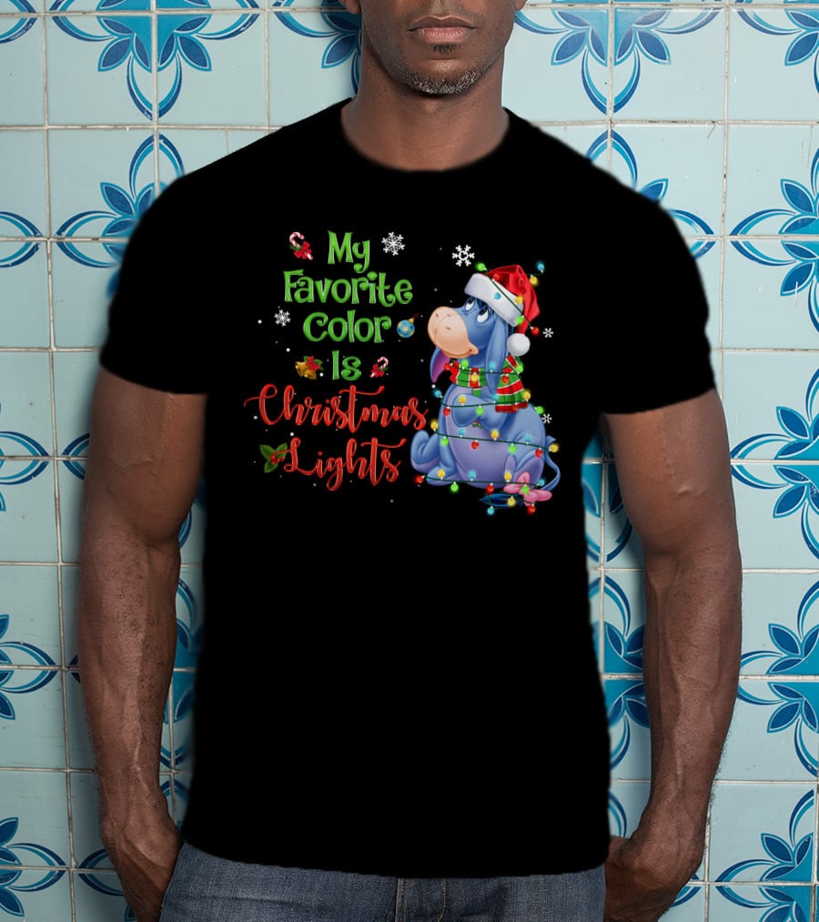 My Favorite Color Is Christmas Lights Eeyore Holiday Theme T-Shirt
