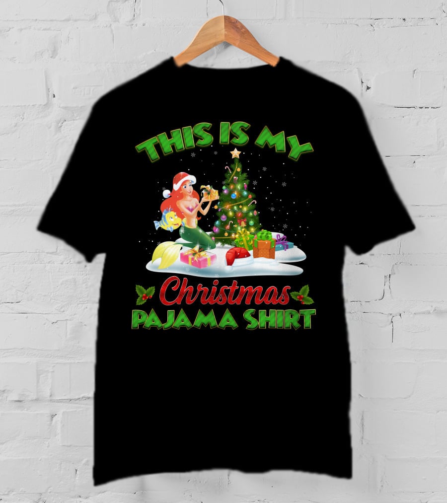 This Is My Christmas Pajama Shirt Ariel And Flounder Holiday Scene T-Shirt