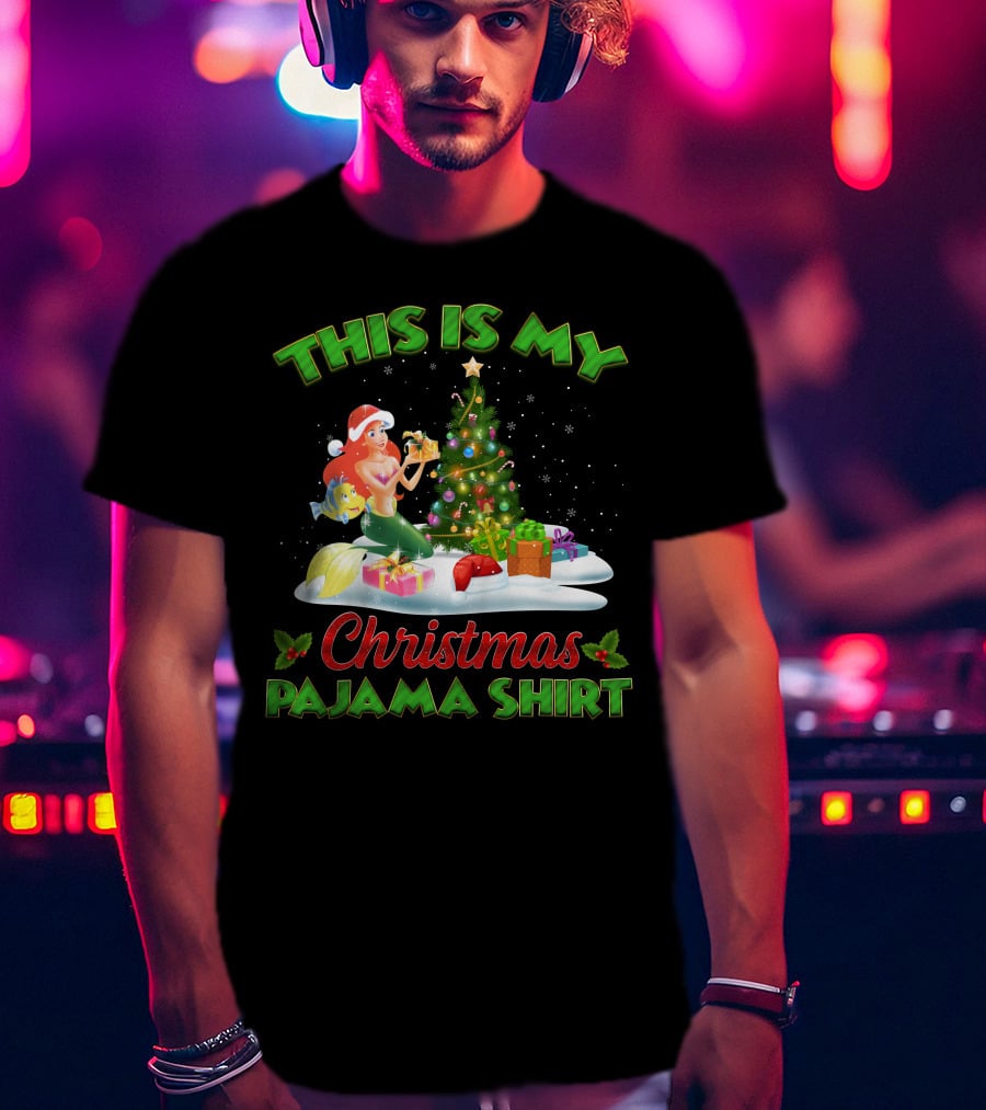 This Is My Christmas Pajama Shirt Ariel And Flounder Holiday Scene T-Shirt