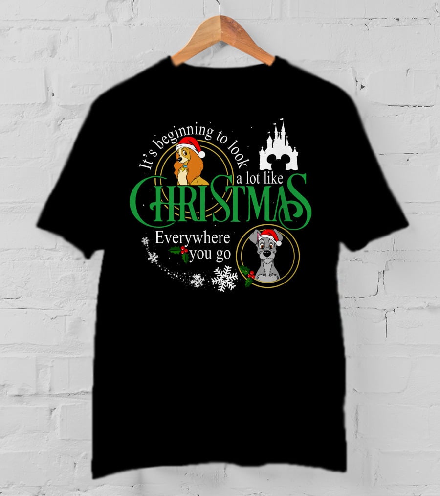 It's Beginning To Look A Lot Like Christmas Everywhere You Go Lady And The Tramp T-Shirt