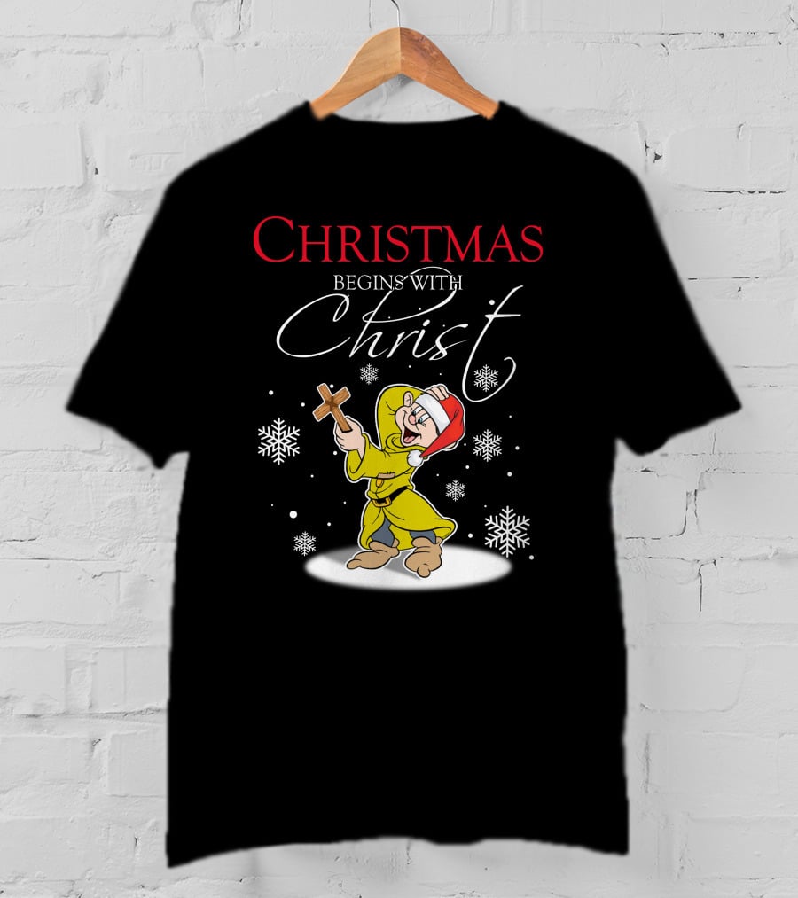 Christmas Begins With Christ Dopey Snowflakes T-Shirt