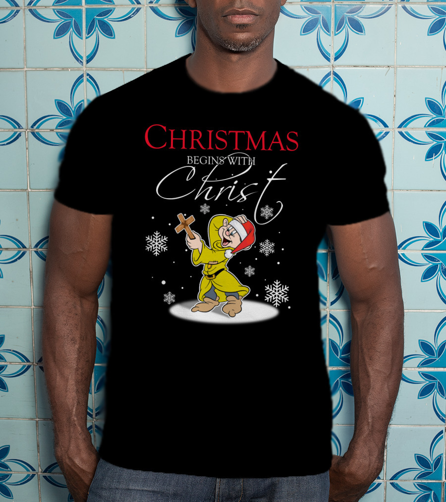 Christmas Begins With Christ Dopey Snowflakes T-Shirt
