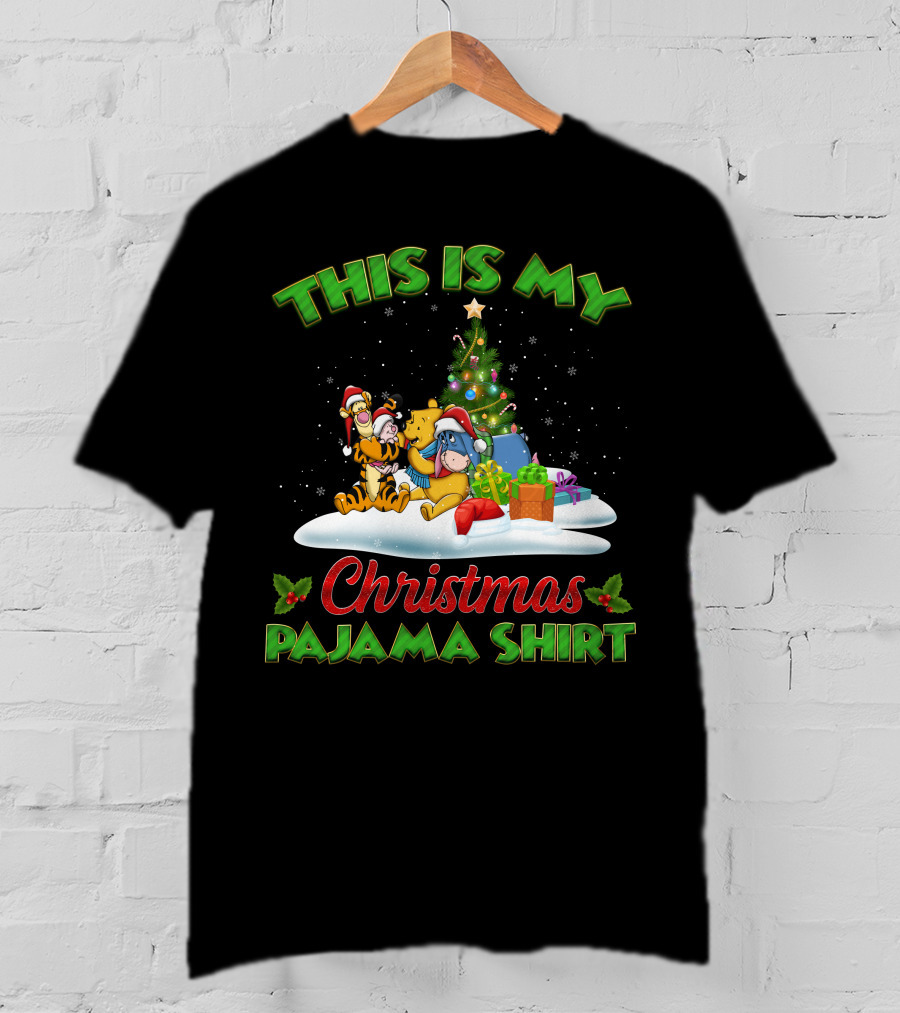 This Is My Christmas Pajama Shirt Winnie The Pooh Tigger Eeyore Christmas Tree T-Shirt