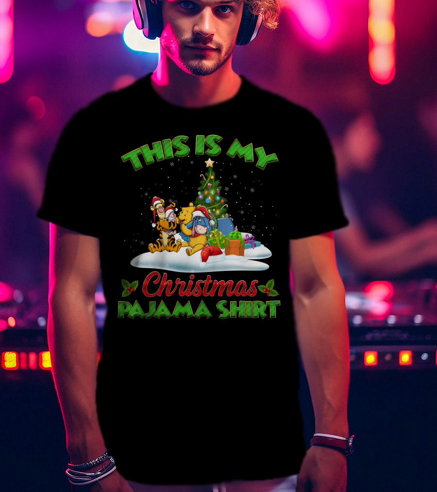 This Is My Christmas Pajama Shirt Winnie The Pooh Tigger Eeyore Christmas Tree T-Shirt