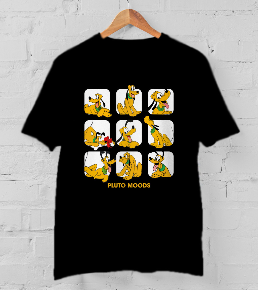 Pluto Moods Cartoon Character Expressions Collection T-Shirt