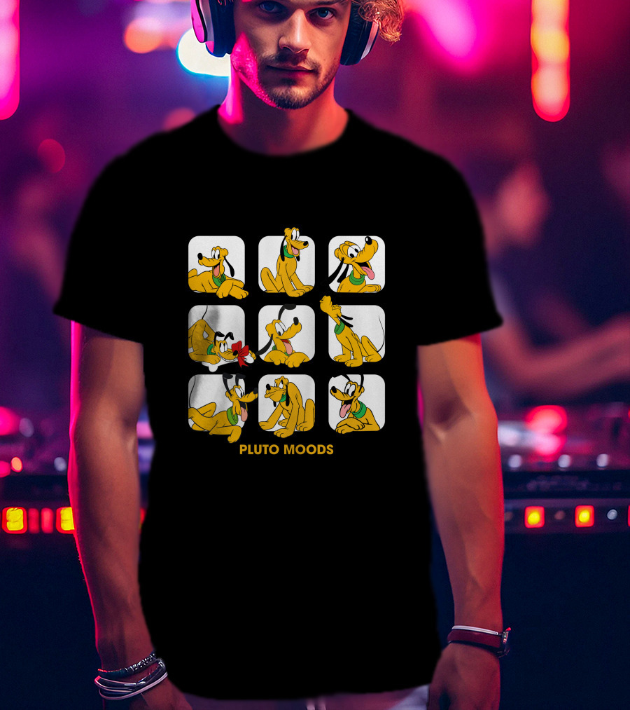 Pluto Moods Cartoon Character Expressions Collection T-Shirt