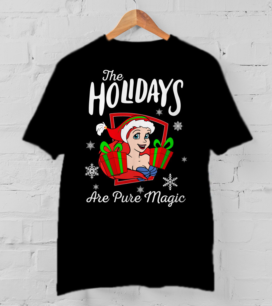 The Holidays Are Pure Magic Snowflakes Presents Santa Hat T-Shirt