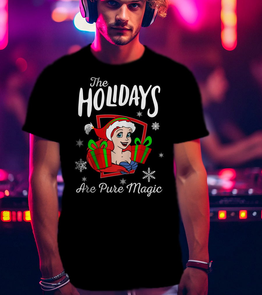 The Holidays Are Pure Magic Snowflakes Presents Santa Hat T-Shirt
