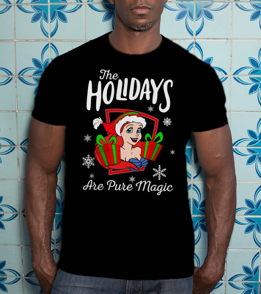 The Holidays Are Pure Magic Snowflakes Presents Santa Hat T-Shirt
