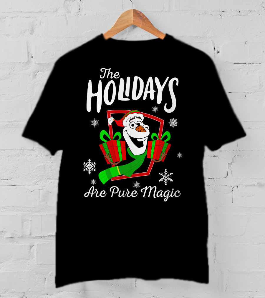 The Holidays Are Pure Magic Olaf Snowman With Gifts T-Shirt
