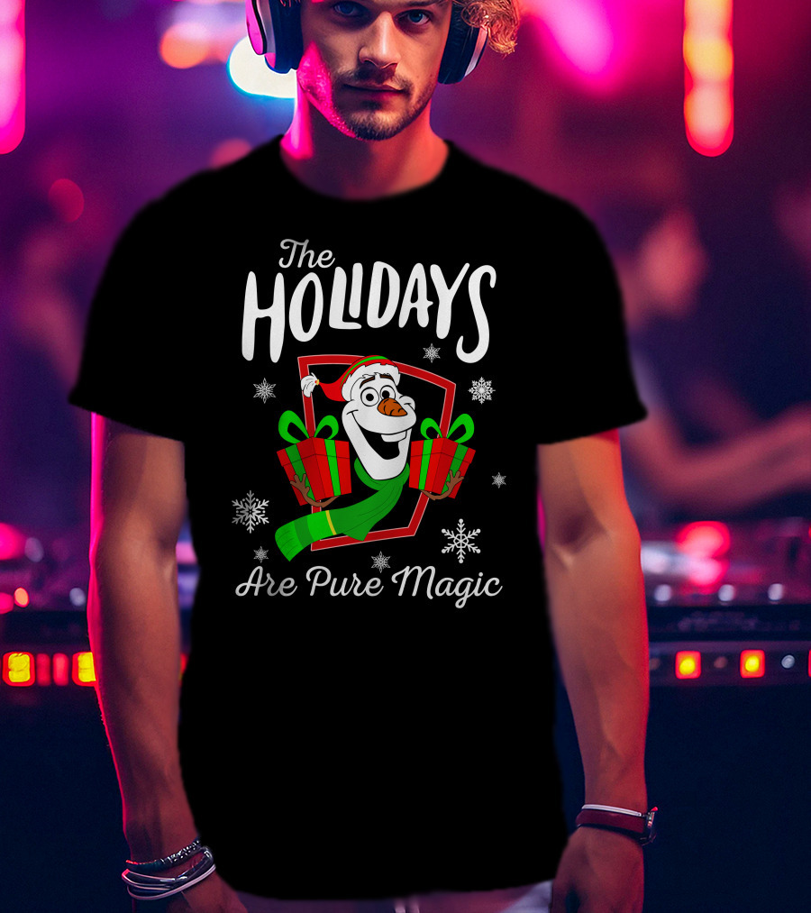 The Holidays Are Pure Magic Olaf Snowman With Gifts T-Shirt