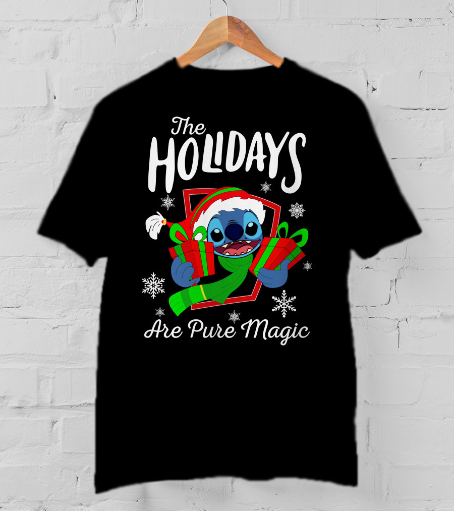 The Holidays Are Pure Magic Stitch Christmas Snowflakes Gifts T-Shirt