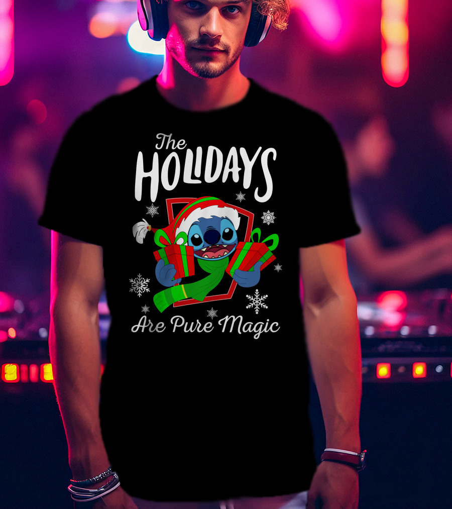 The Holidays Are Pure Magic Stitch Christmas Snowflakes Gifts T-Shirt