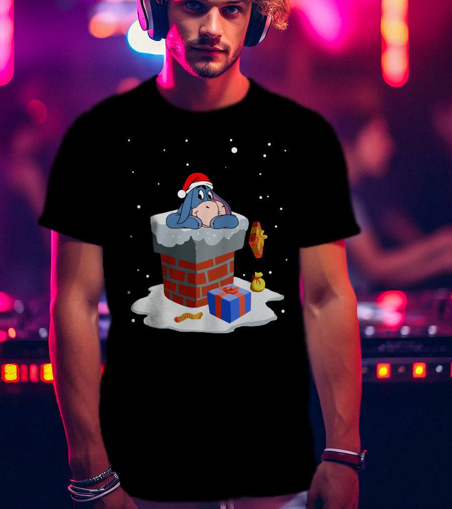 Eeyore Santa Chimney Christmas Gifts Snowflakes T-Shirt