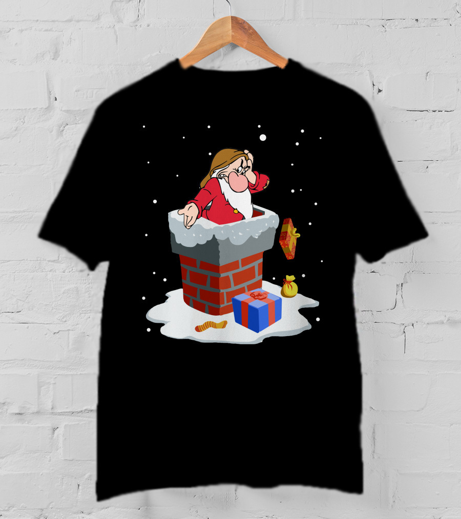 Grumpy Stuck In Chimney With Christmas Gifts And Snow T-Shirt