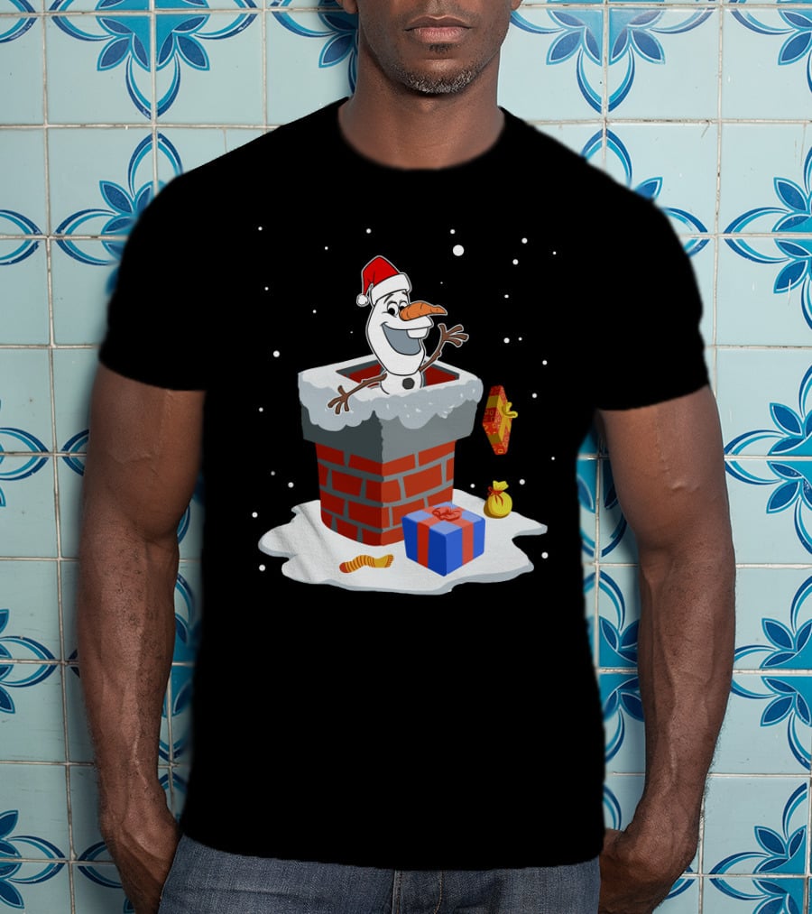 Olaf Santa Chimney Surprise Christmas Snowman T-Shirt